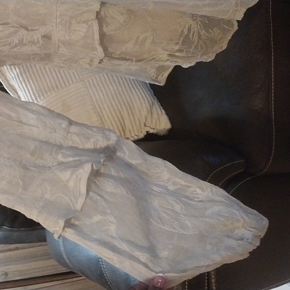 Sundance Gray Sheer Floral Lace Top Tunic Boho Bohemian Flowy Blouse Size L - Picture 4 of 9